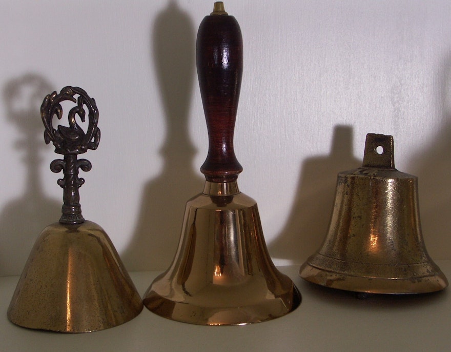 Three Vintage Brass Hand Bells