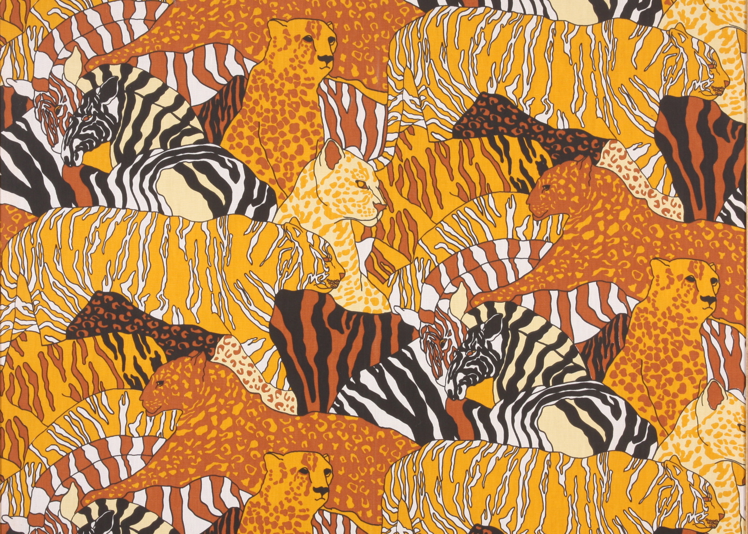 Vintage Modern Textile Art with African Safari screenprint
