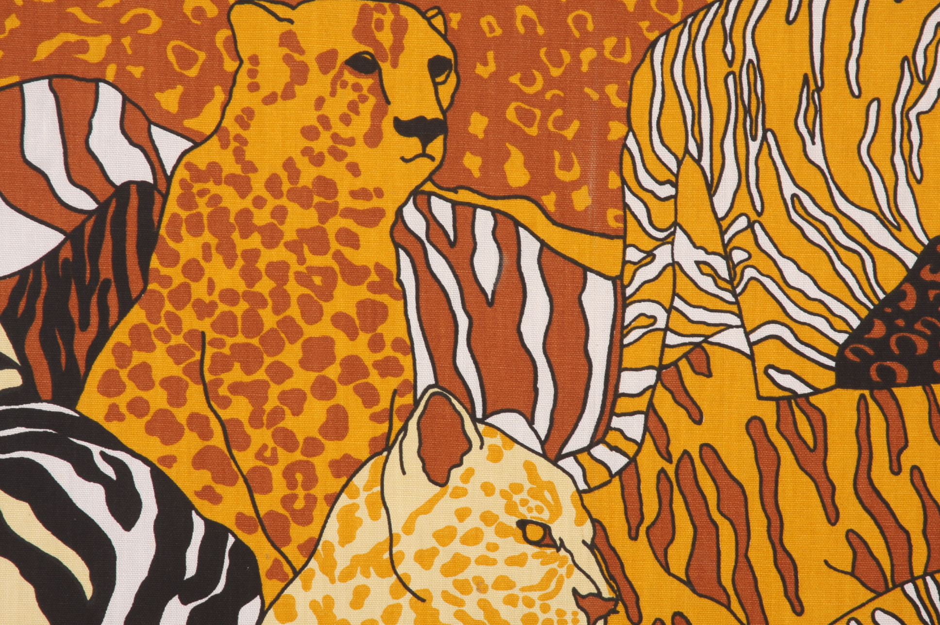 Vintage Modern Textile Art with African Safari screenprint