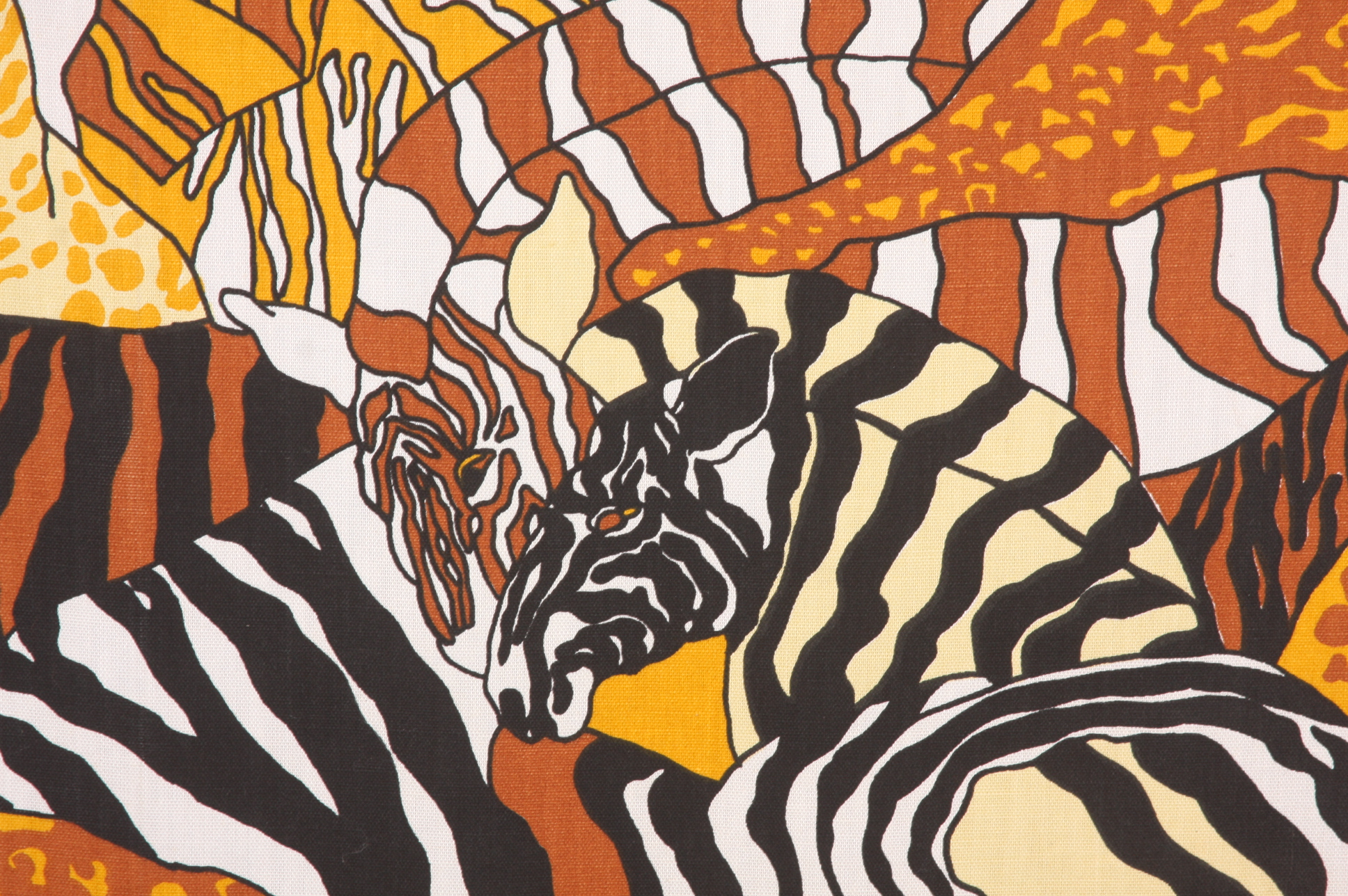 Vintage Modern Textile Art with African Safari screenprint