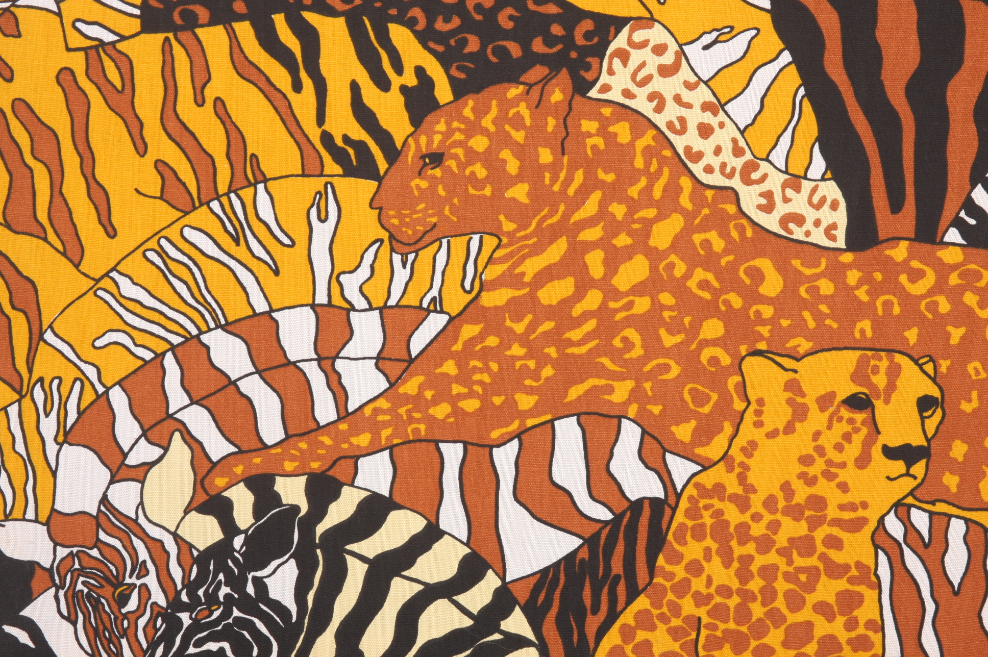 Vintage Modern Textile Art with African Safari screenprint