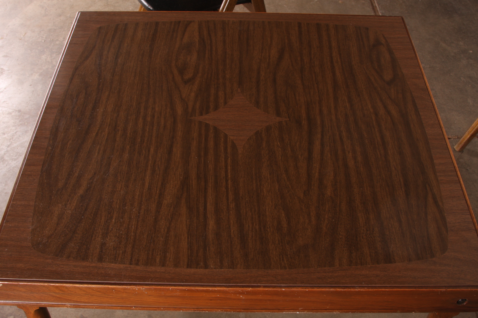 Vintage wooden card table and (4) folding chairs