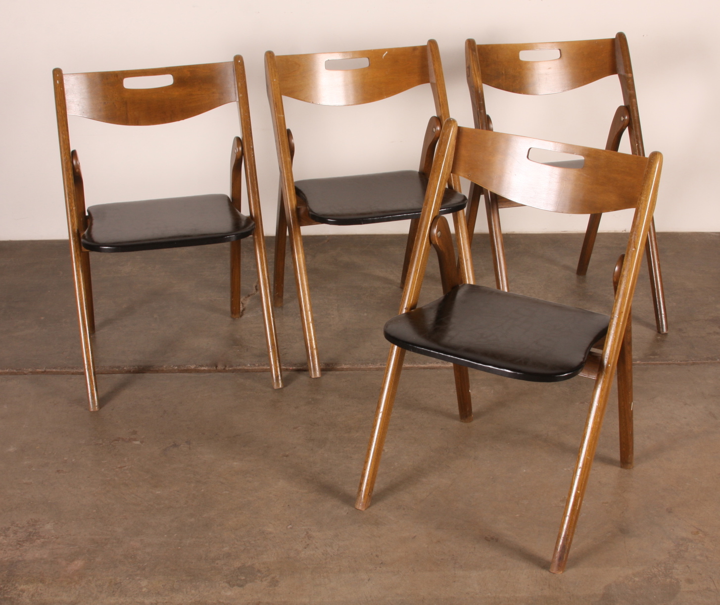 Vintage wooden card table and (4) folding chairs