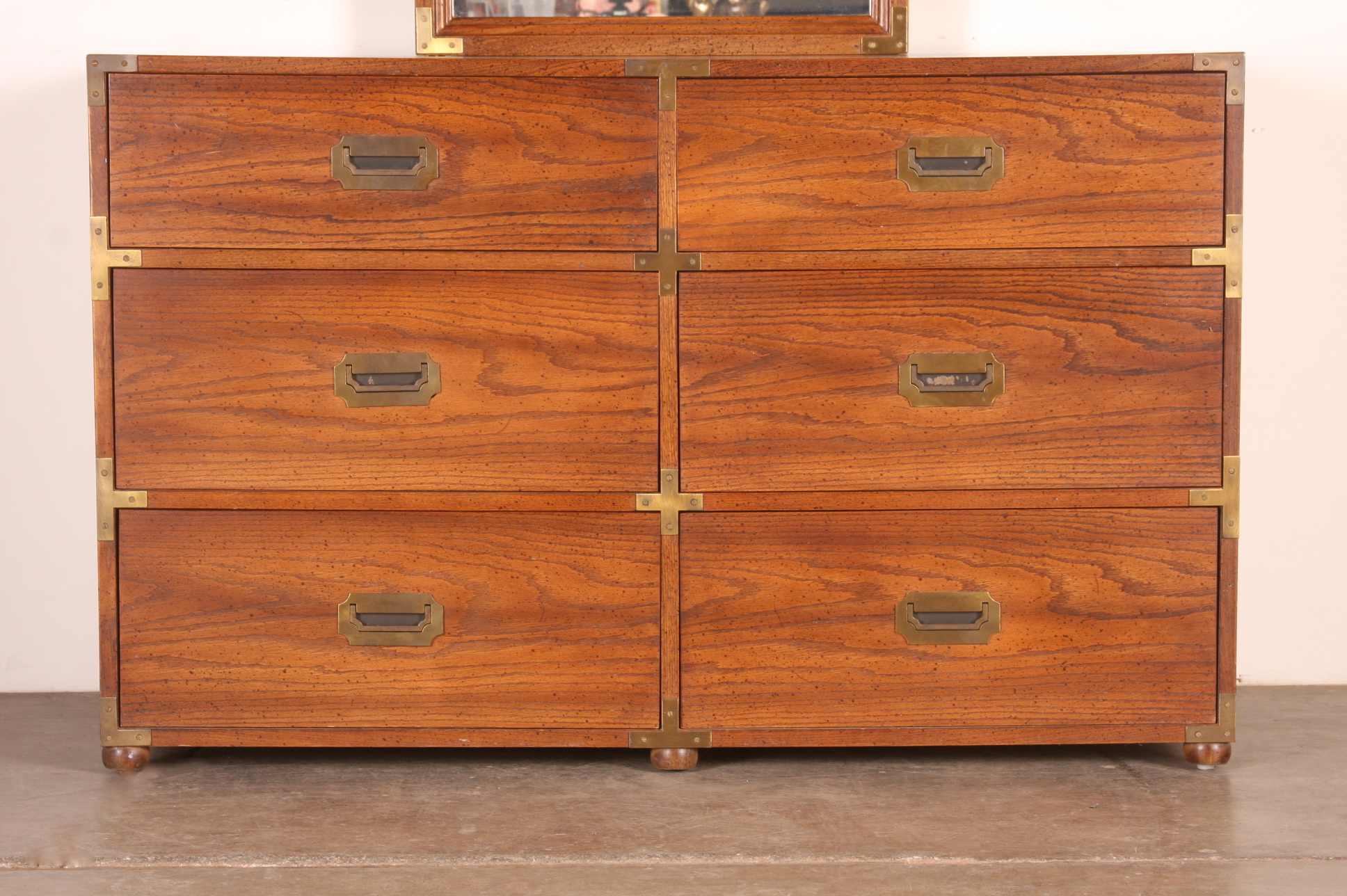 Mid Century Wood and Brass Dresser