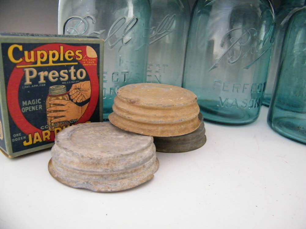 Vintage Aqua Canning Jars and Lids