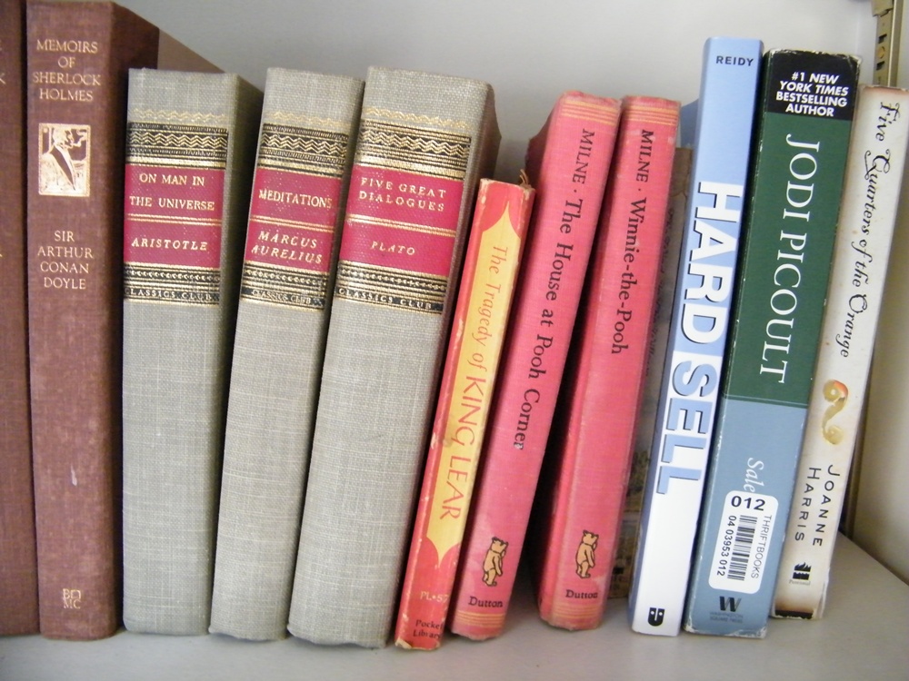 Two Shelves of Current and Vintage Books