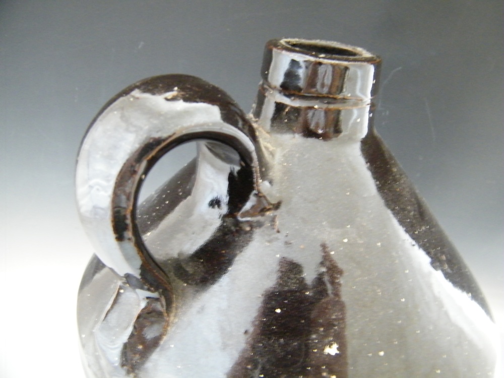 Vintage Brown and Cream Stoneware Whiskey Jug