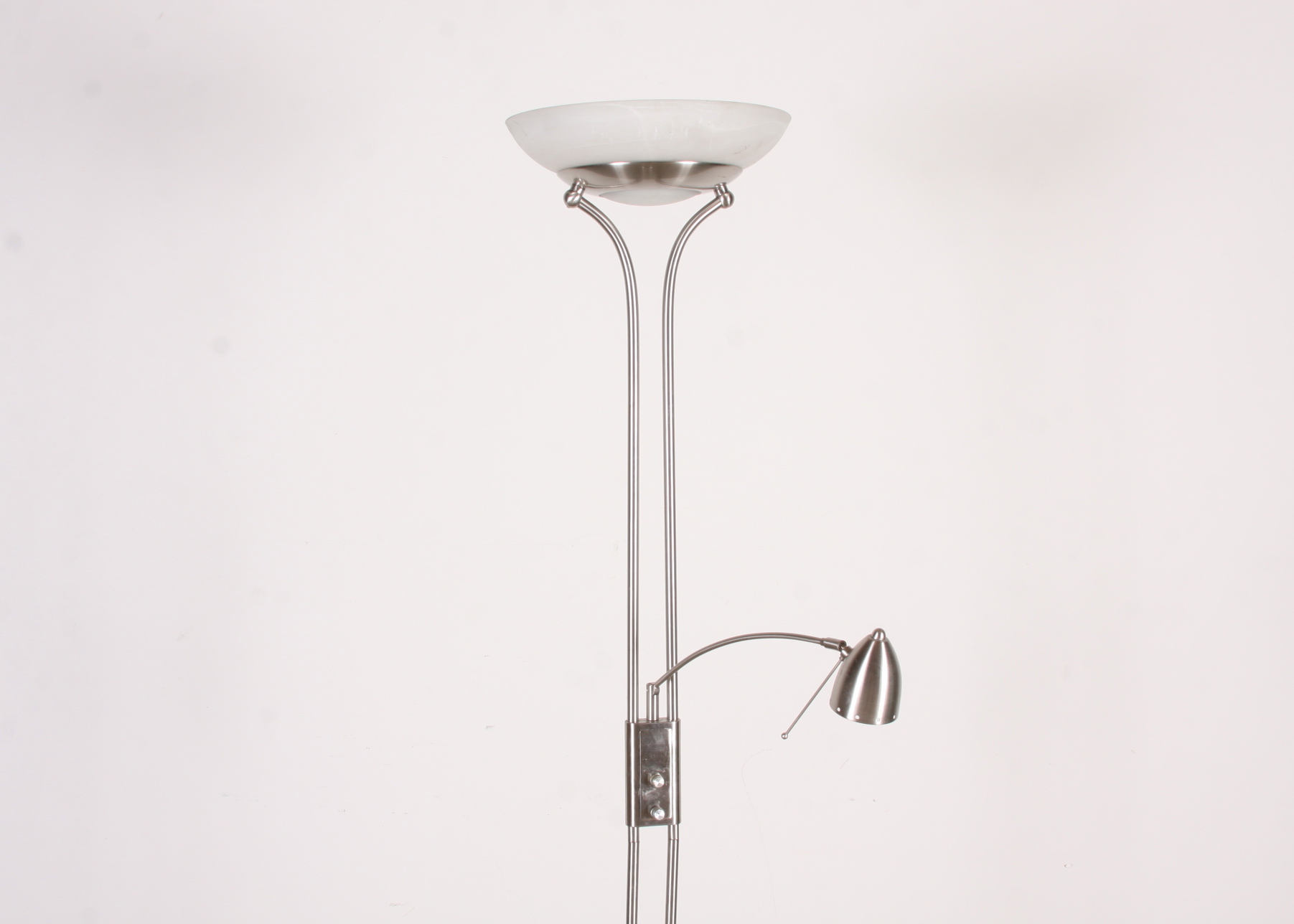 Modern Chrome and Glass Torchiere Floor Lamp