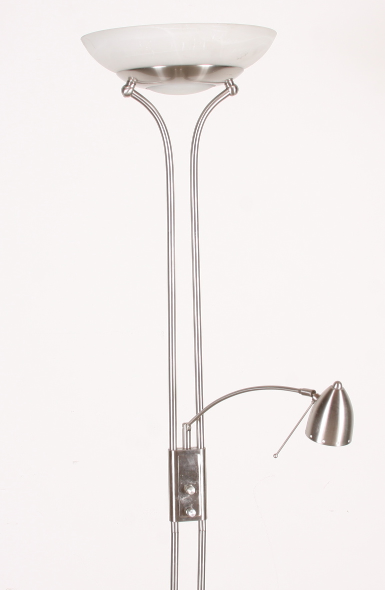 Modern Chrome and Glass Torchiere Floor Lamp