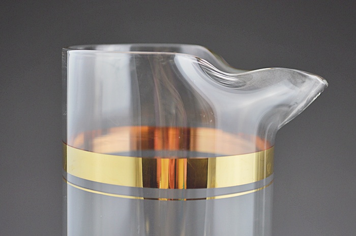 Gold Rimmed Martini Set - 2 Tall Cool Martini Pitchers and 6 Matching Glasses