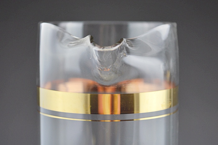 Gold Rimmed Martini Set - 2 Tall Cool Martini Pitchers and 6 Matching Glasses