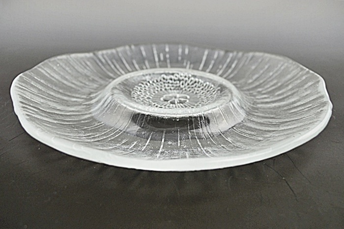 Frosted Glass Dishes With Serving Bowl & Platter