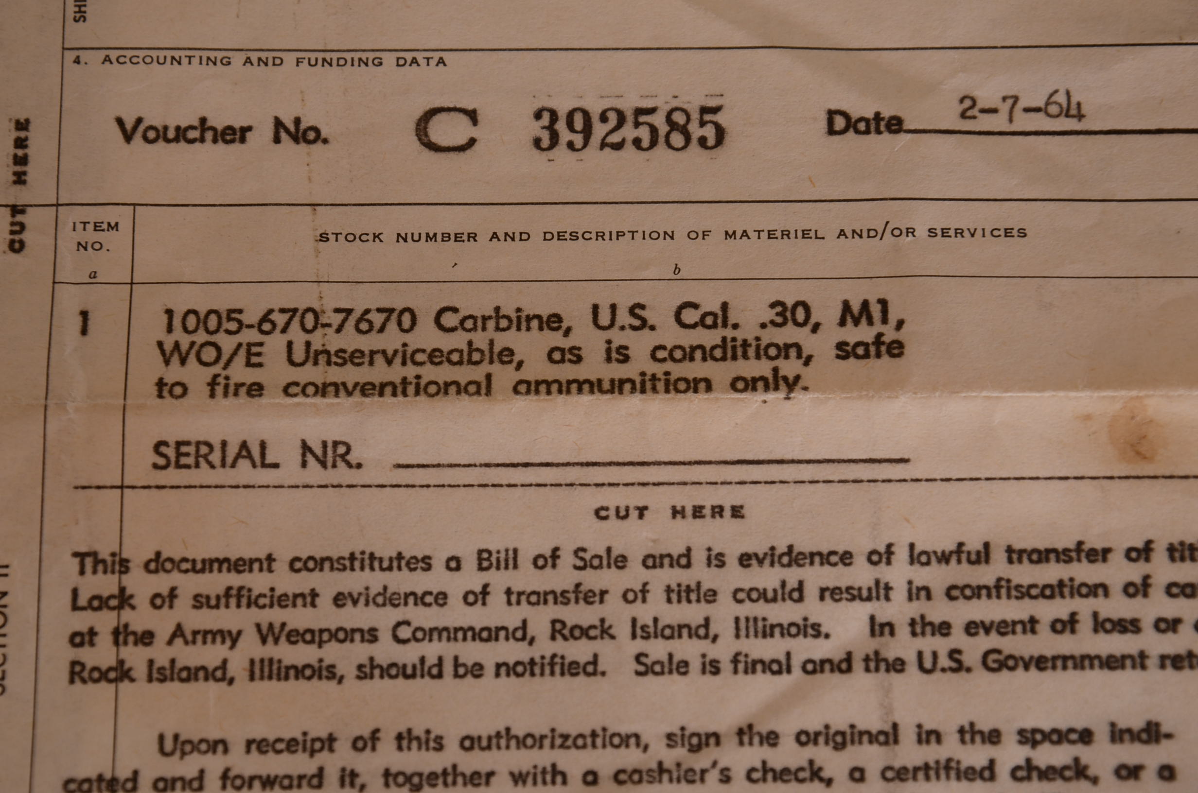 U.S. Carbine Cal .30 M1 - Inland Div.