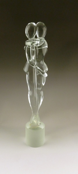 Crystal Sculpture of Embracing Man and Woman