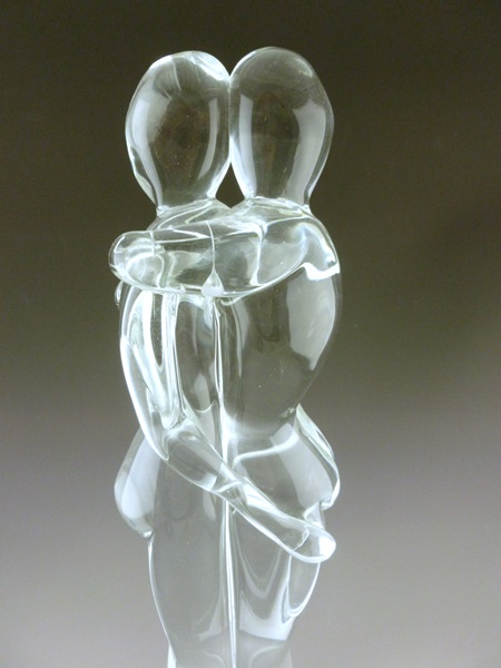 Crystal Sculpture of Embracing Man and Woman