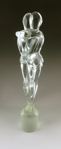 Crystal Sculpture of Embracing Man and Woman