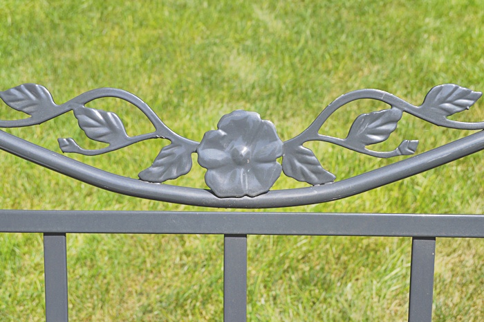 Painted Iron Sofa with Custom Cushions & Matching Glasstop Table