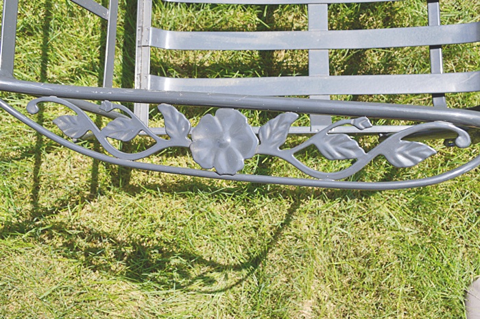 Painted Iron Sofa with Custom Cushions & Matching Glasstop Table