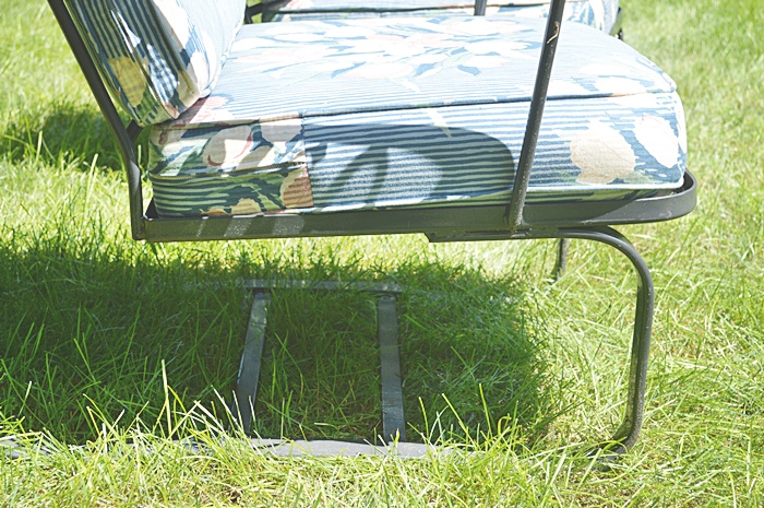 Set of 2 Painted Wrought Iron Chairs With Custom Cushions(one bounces)