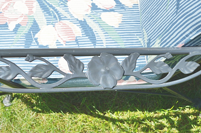 Set of 2 Painted Wrought Iron Chairs With Custom Cushions(one bounces)