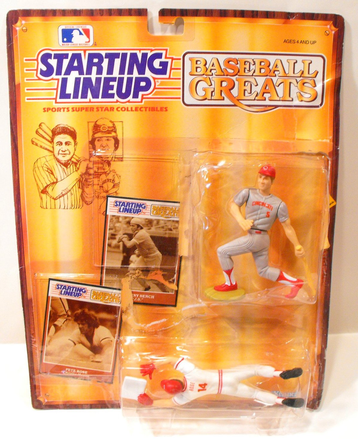 (2) 1989 Pete Rose & Johnny Bench Baseball Greats Starting Lineup Figures In Pack