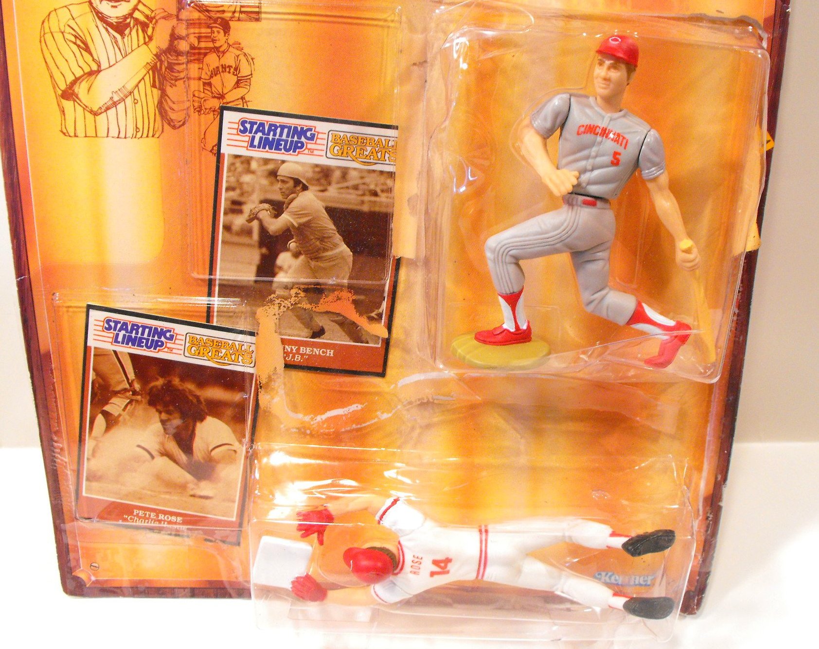(2) 1989 Pete Rose & Johnny Bench Baseball Greats Starting Lineup Figures In Pack