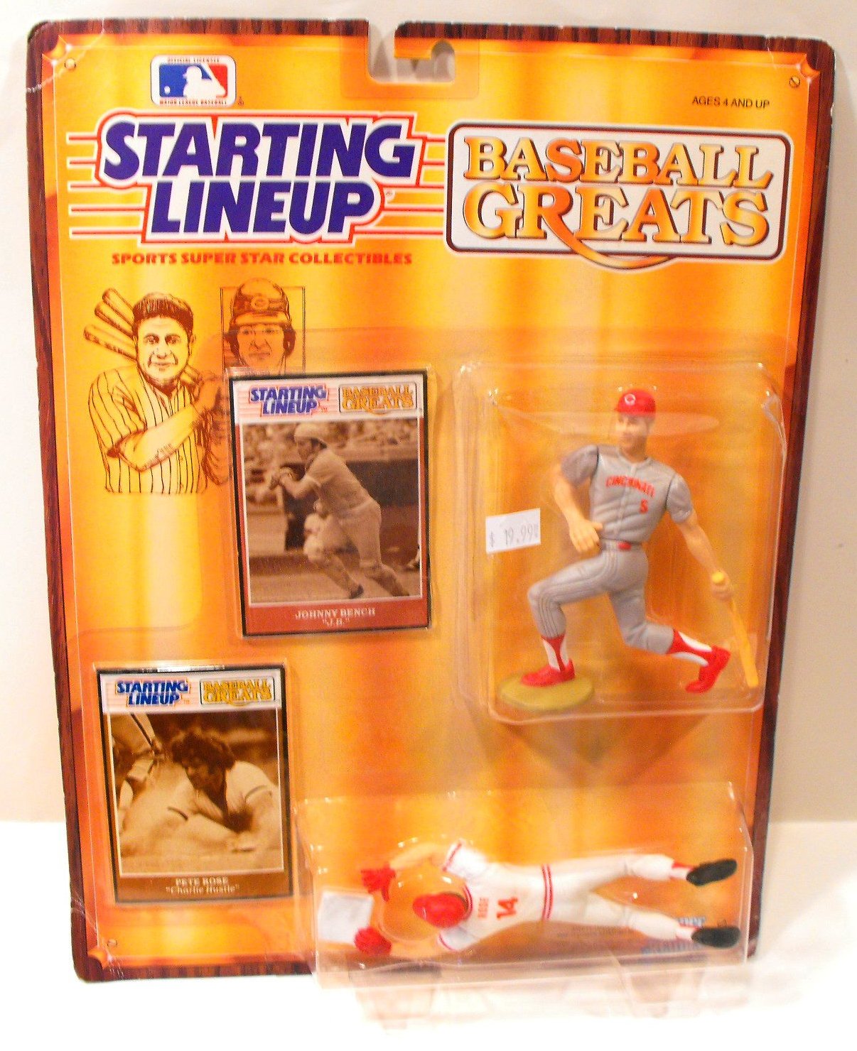 (2) 1989 Pete Rose & Johnny Bench Baseball Greats Starting Lineup Figures In Pack