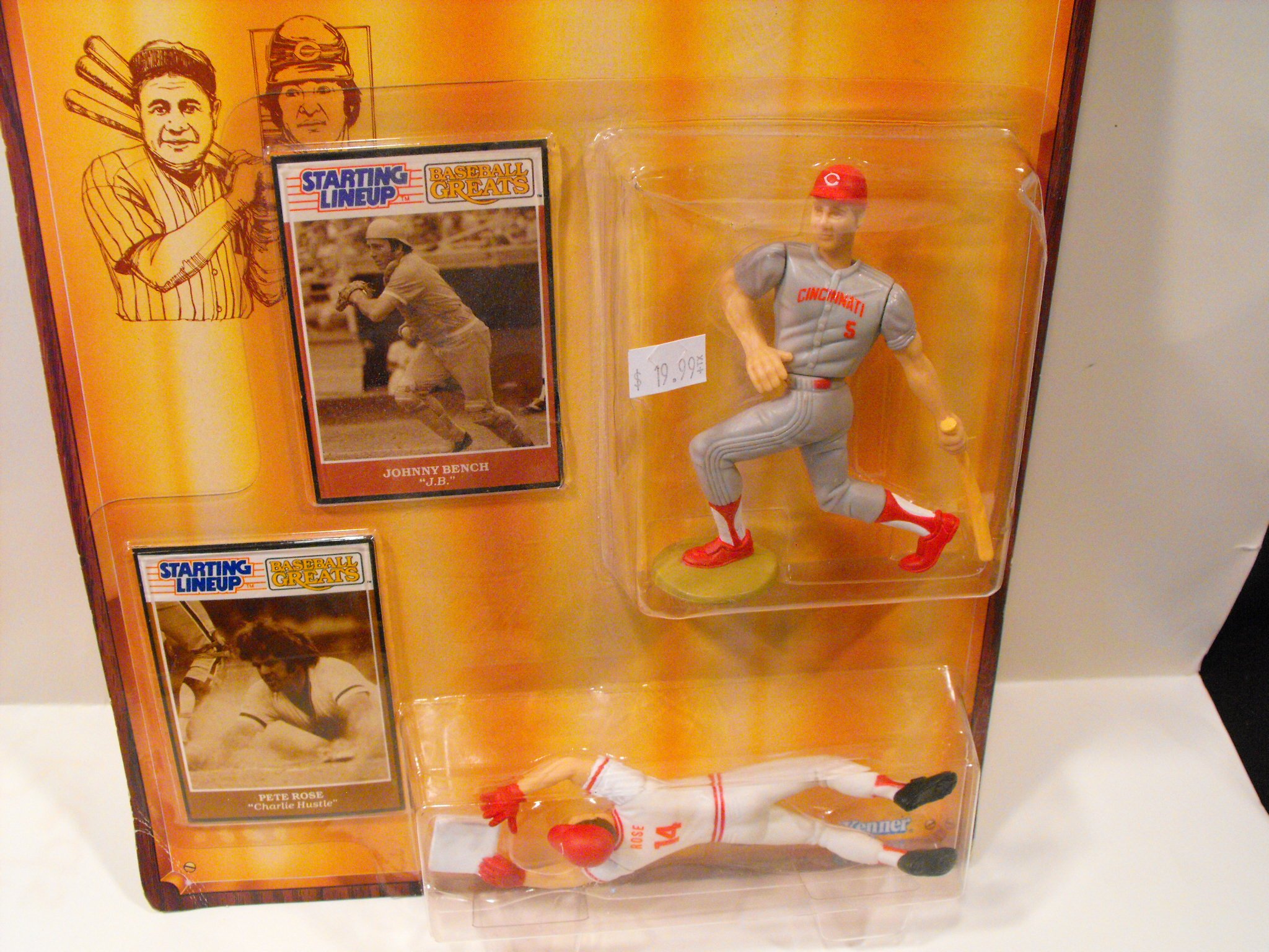 (2) 1989 Pete Rose & Johnny Bench Baseball Greats Starting Lineup Figures In Pack