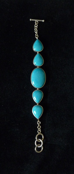 Sterling Silver Bracelet with Turquoise Stones