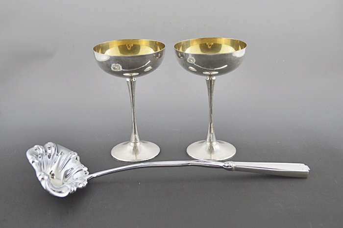 2 Silver Plated Goblets & A Silver Plated Laddle