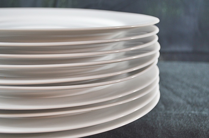 8 Homer Laughlin Green Stripe Oval Plates & A Set of 11 Buffet Plates