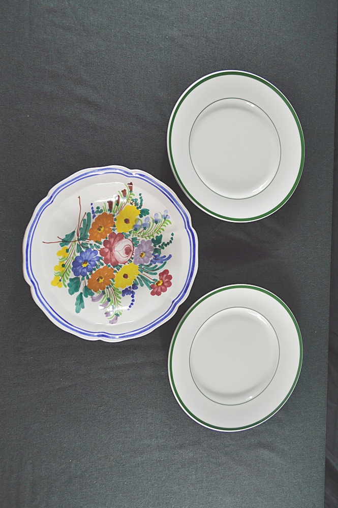 Hand Painted Serving Bowl from Portugal & 2 Chargers from Brasserie for WS