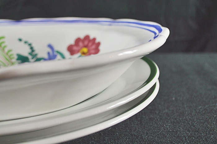 Hand Painted Serving Bowl from Portugal & 2 Chargers from Brasserie for WS