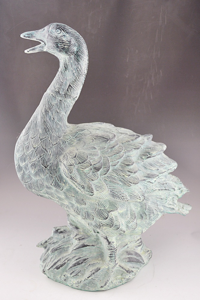 Pair of Cast Aluminum Duck Garden Sculptures