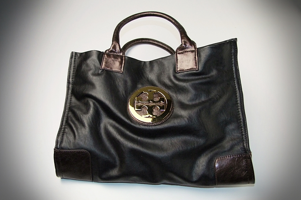 Tory Burch black leather tote 
