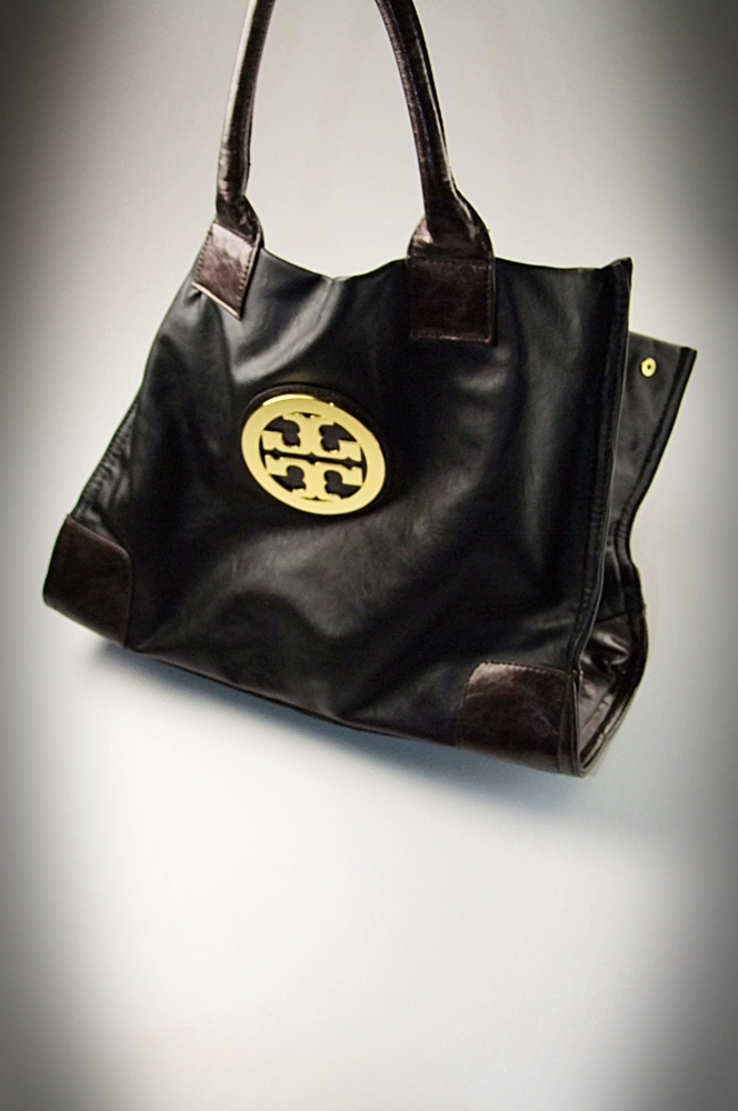 Tory Burch black leather tote 