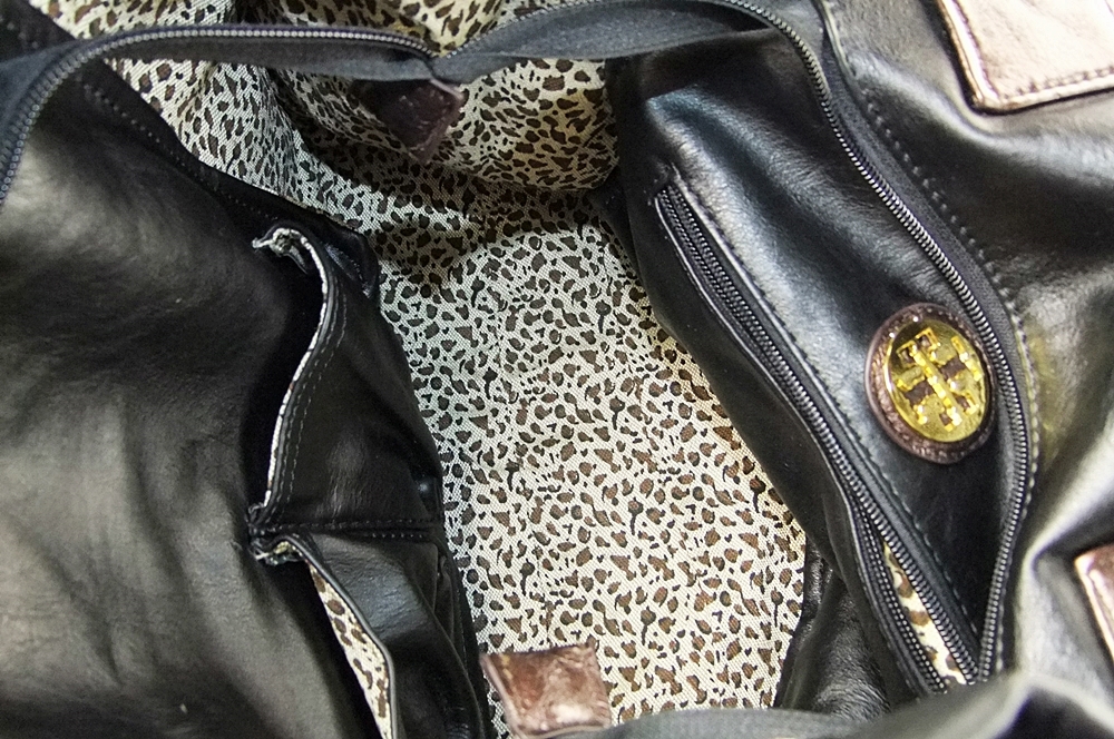 Tory Burch black leather tote 
