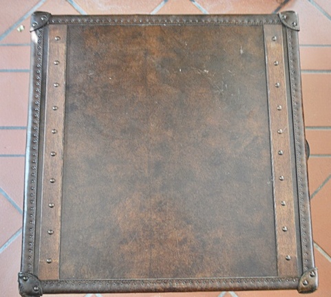 Restoration Hardware Mayfair Steamer Cube with Drawers Vintage Cigar Leather