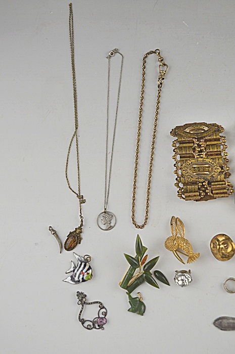 Assorted Vintage Jewelry Pieces & A Silver Plated Spoon