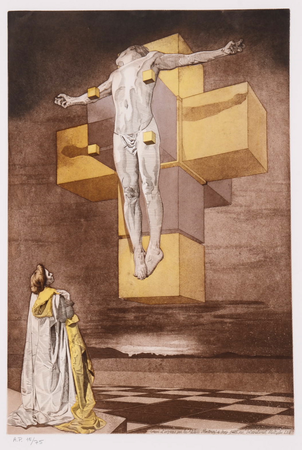 Original Salvador Dali Crucifixion (Corpus Hypercubus)