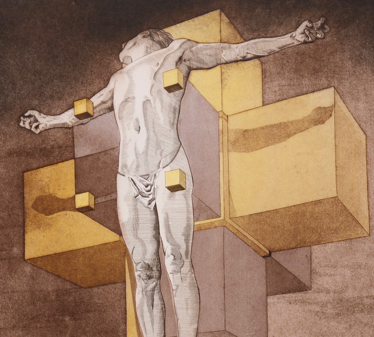 Original Salvador Dali Crucifixion (Corpus Hypercubus)