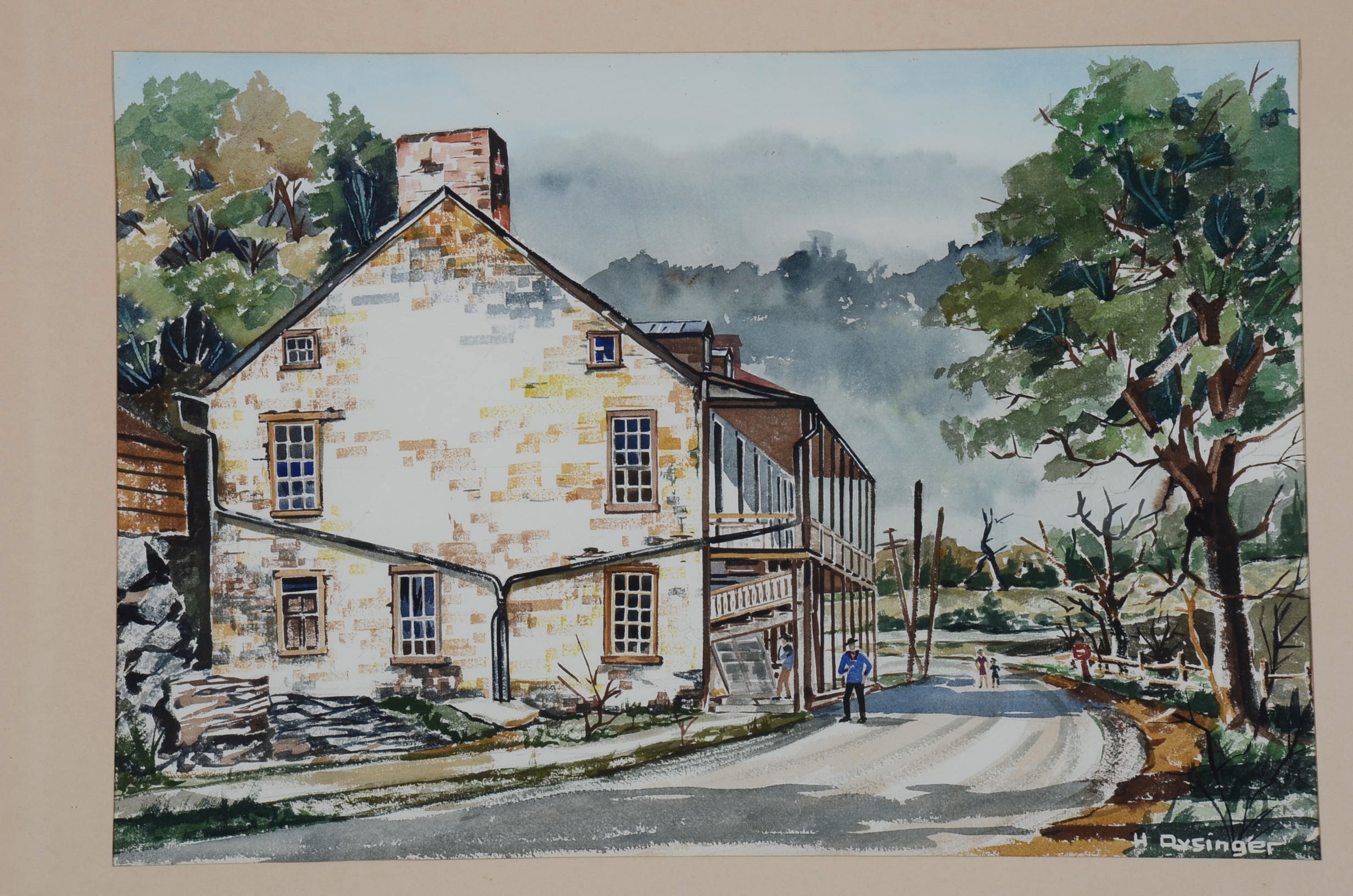 H. Dysinger Watercolor on Paper, Village Scene