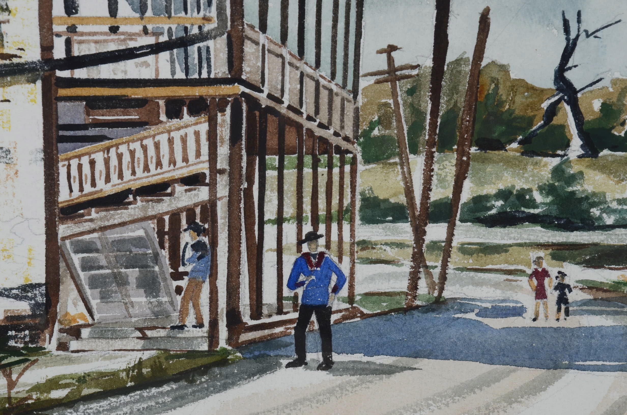 H. Dysinger Watercolor on Paper, Village Scene