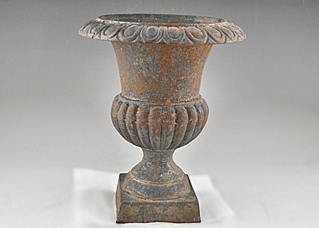 Rust Patina Cast Iron Urn