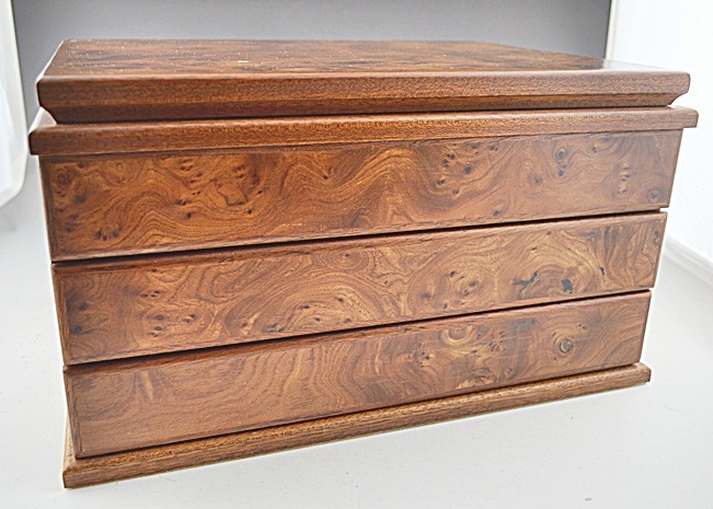 Burled Walnut Jewelry Chest