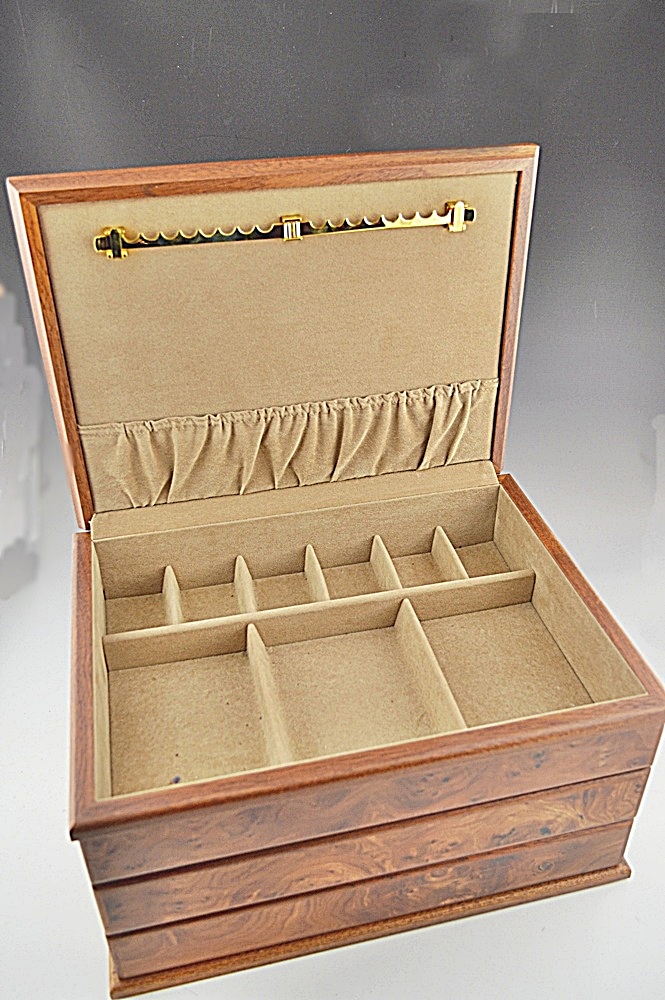 Burled Walnut Jewelry Chest