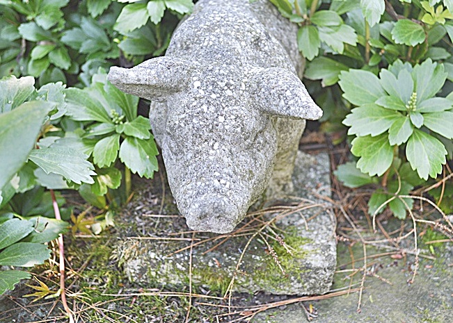 Antique Cast Stone Garden Pig