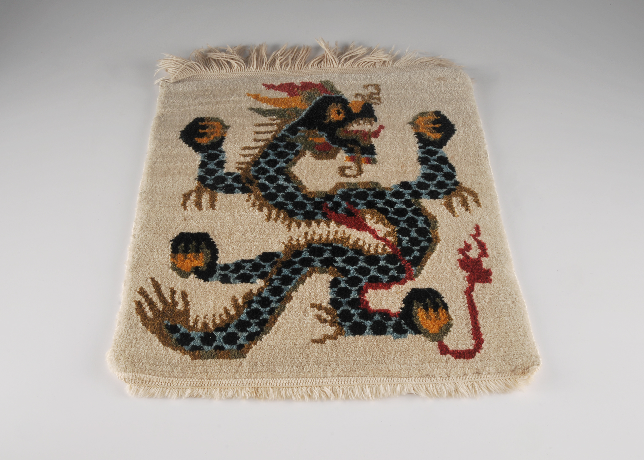 Small Vintage Hand Knotted Chinese Rug