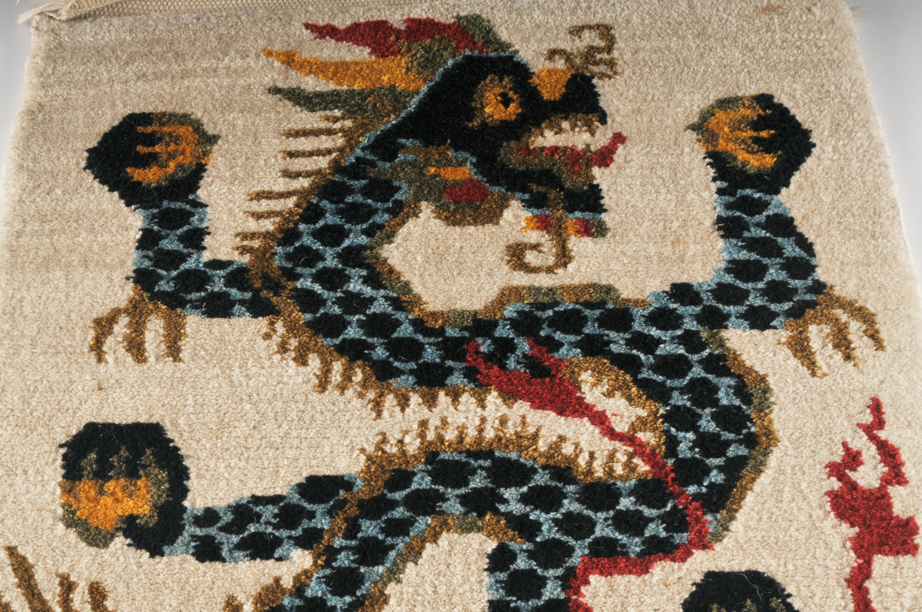 Small Vintage Hand Knotted Chinese Rug