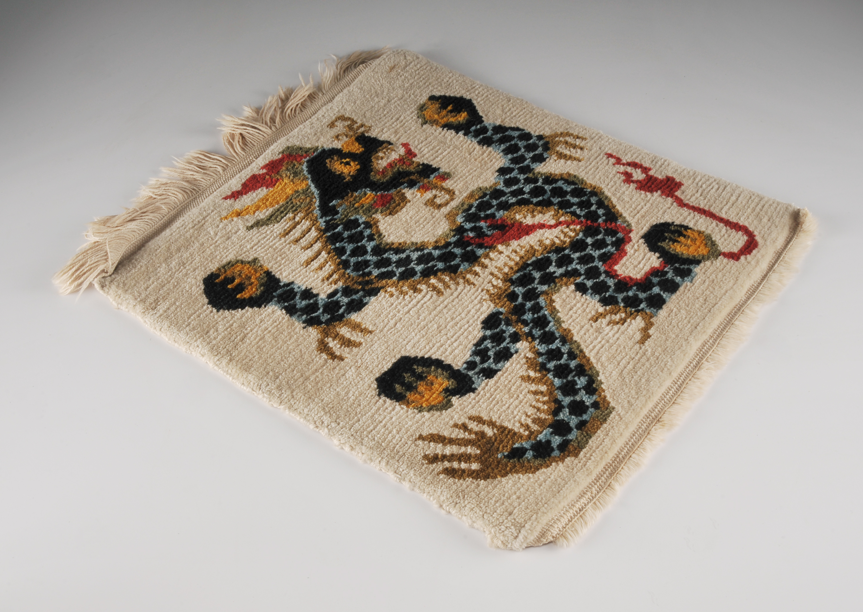 Small Vintage Hand Knotted Chinese Rug